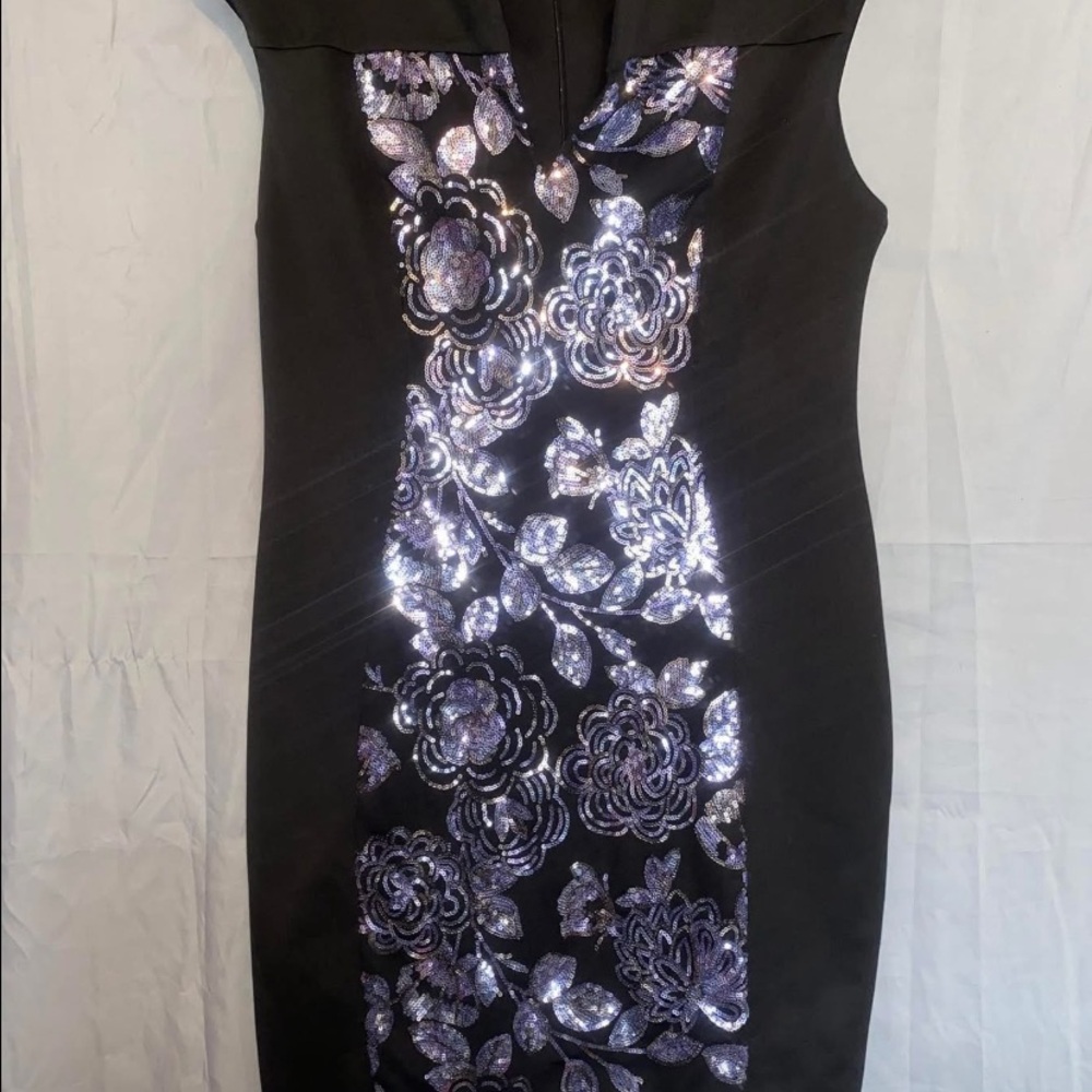 Elegant Black and Silver Floral Dress